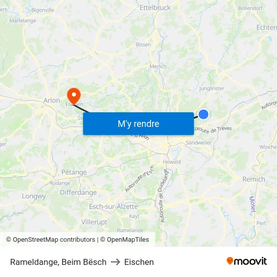 Rameldange, Beim Bësch to Eischen map