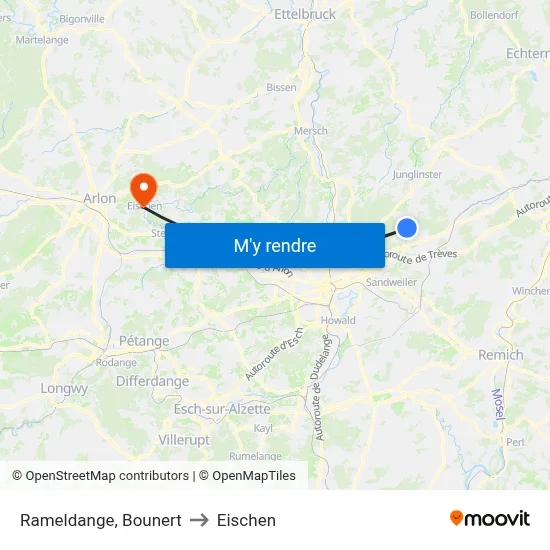 Rameldange, Bounert to Eischen map
