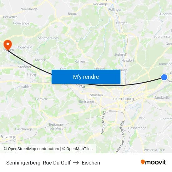 Senningerberg, Rue Du Golf to Eischen map