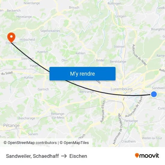 Sandweiler, Schaedhaff to Eischen map