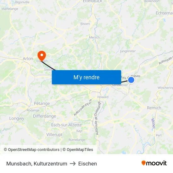 Munsbach, Kulturzentrum to Eischen map