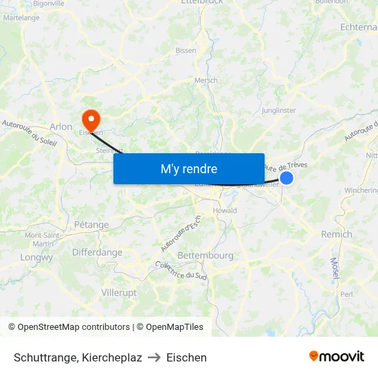 Schuttrange, Kiercheplaz to Eischen map