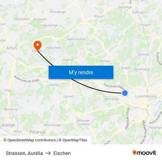 Strassen, Aurélia to Eischen map