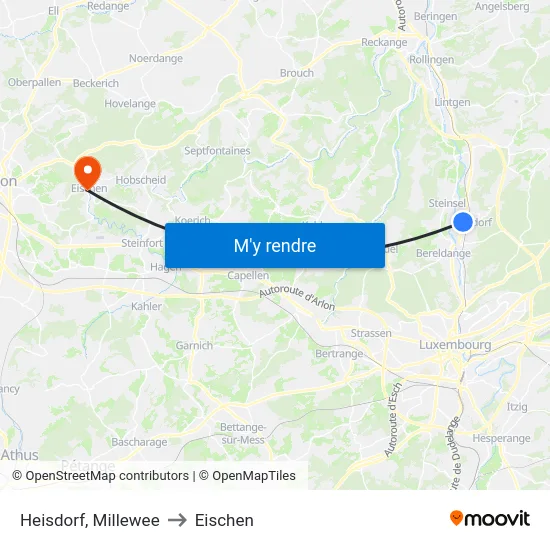 Heisdorf, Millewee to Eischen map