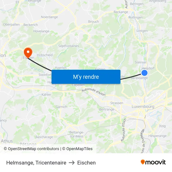 Helmsange, Tricentenaire to Eischen map