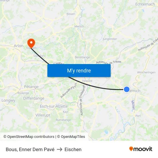 Bous, Enner Dem Pavé to Eischen map