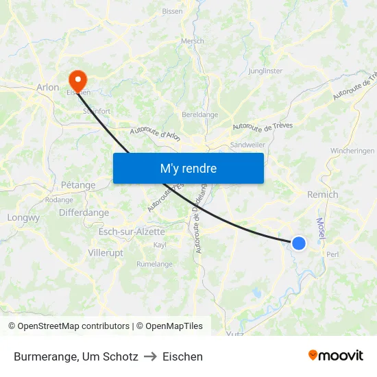 Burmerange, Um Schotz to Eischen map