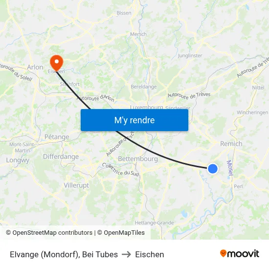 Elvange (Mondorf), Bei Tubes to Eischen map