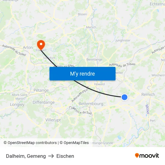 Dalheim, Gemeng to Eischen map