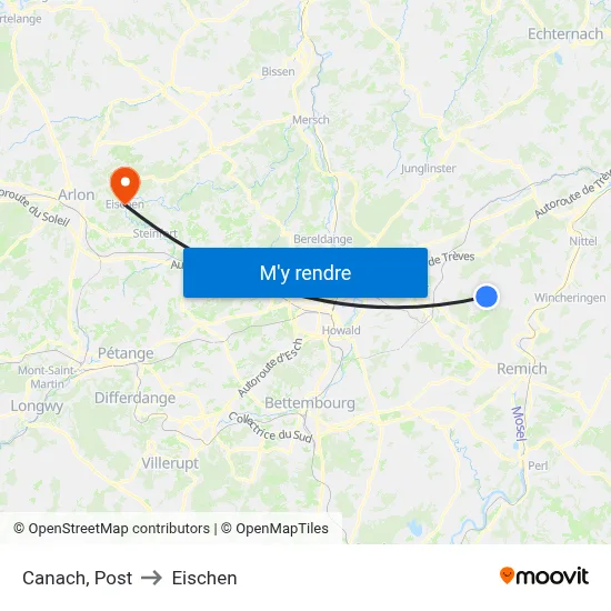 Canach, Post to Eischen map