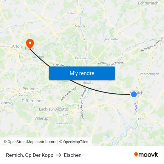 Remich, Op Der Kopp to Eischen map