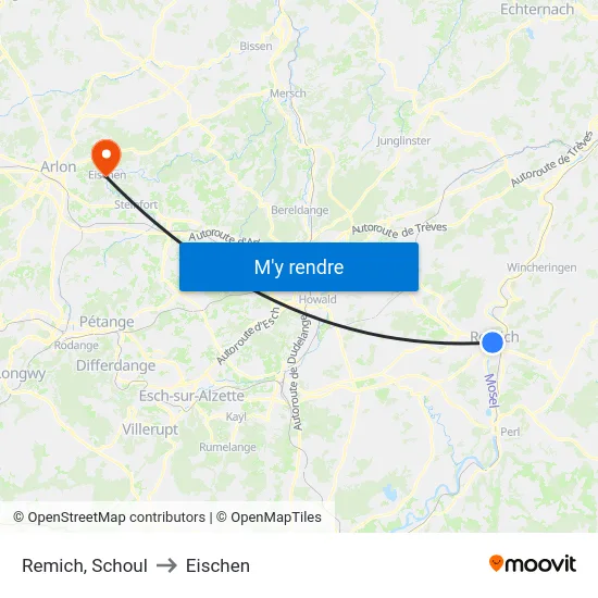 Remich, Schoul to Eischen map