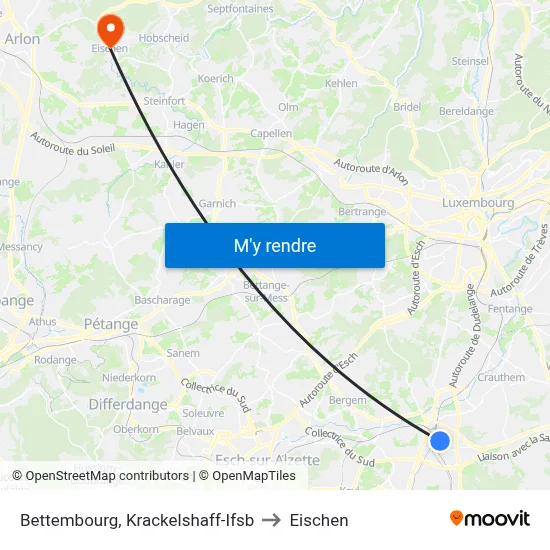 Bettembourg, Krackelshaff-Ifsb to Eischen map