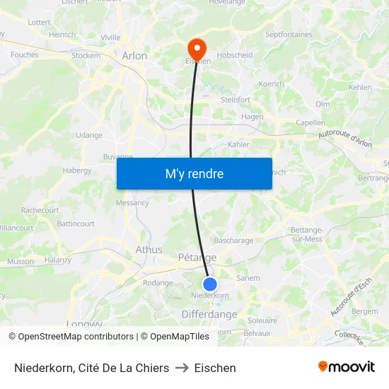Niederkorn, Cité De La Chiers to Eischen map