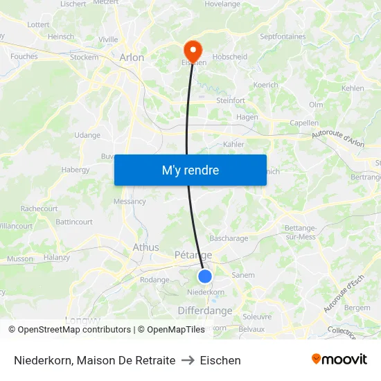 Niederkorn, Maison De Retraite to Eischen map