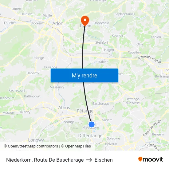Niederkorn, Route De Bascharage to Eischen map