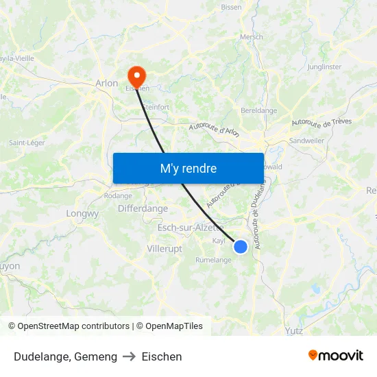 Dudelange, Gemeng to Eischen map
