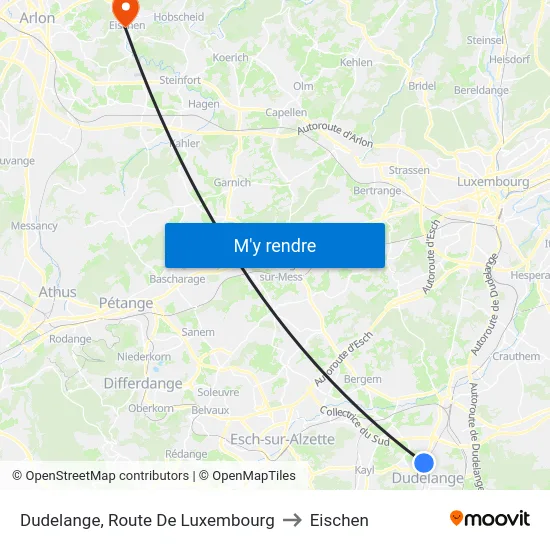 Dudelange, Route De Luxembourg to Eischen map