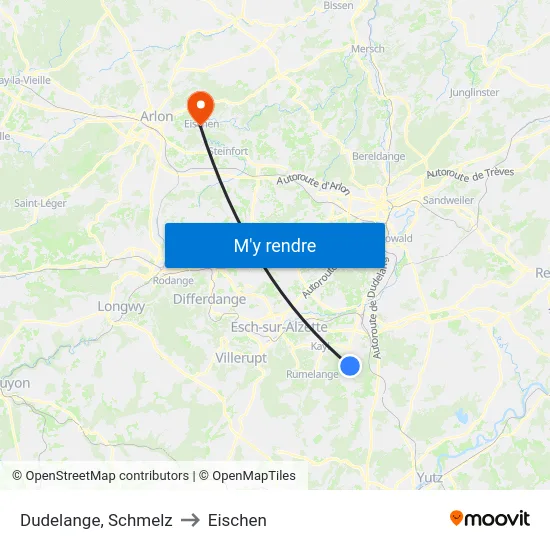 Dudelange, Schmelz to Eischen map