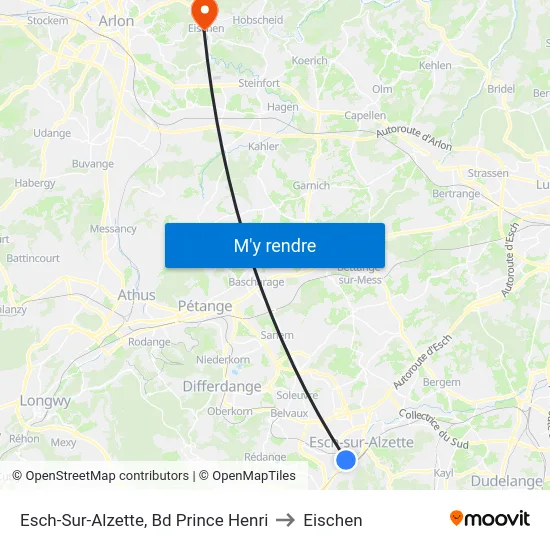 Esch-Sur-Alzette, Bd Prince Henri to Eischen map