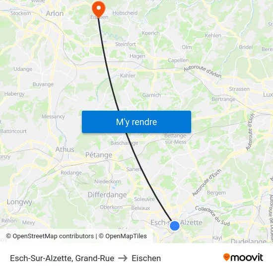 Esch-Sur-Alzette, Grand-Rue to Eischen map