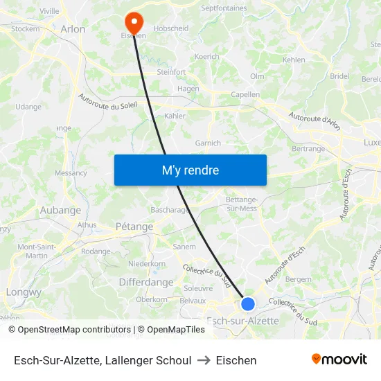 Esch-Sur-Alzette, Lallenger Schoul to Eischen map