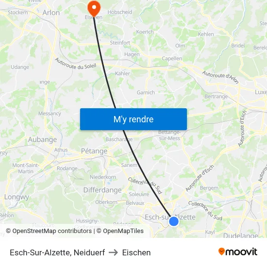 Esch-Sur-Alzette, Neiduerf to Eischen map