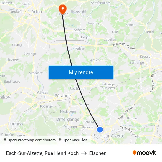 Esch-Sur-Alzette, Rue Henri Koch to Eischen map