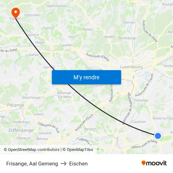 Frisange, Aal Gemeng to Eischen map
