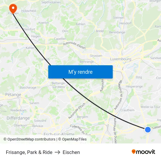 Frisange, Park & Ride to Eischen map