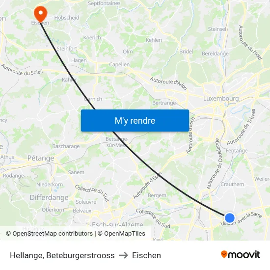Hellange, Beteburgerstrooss to Eischen map