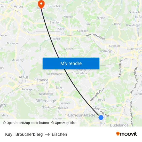 Kayl, Broucherbierg to Eischen map