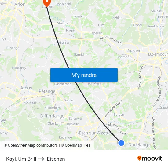 Kayl, Um Brill to Eischen map