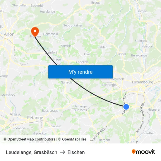 Leudelange, Grasbësch to Eischen map