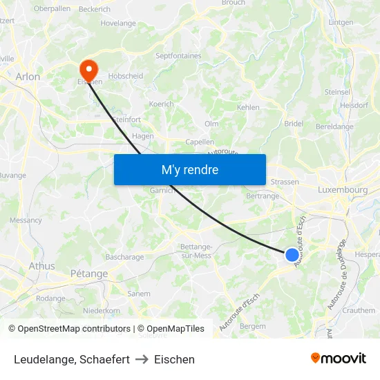 Leudelange, Schaefert to Eischen map