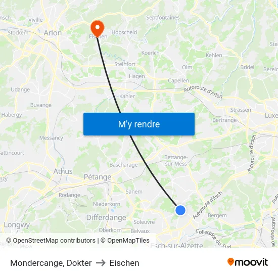 Mondercange, Dokter to Eischen map