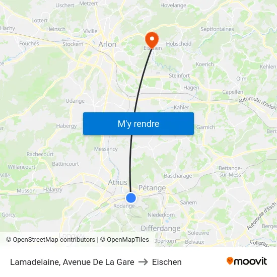 Lamadelaine, Avenue De La Gare to Eischen map
