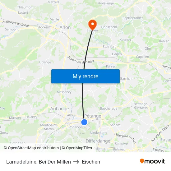 Lamadelaine, Bei Der Millen to Eischen map