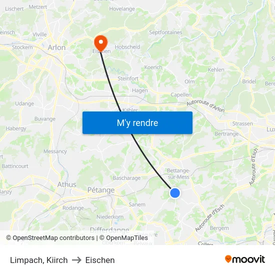 Limpach, Kiirch to Eischen map