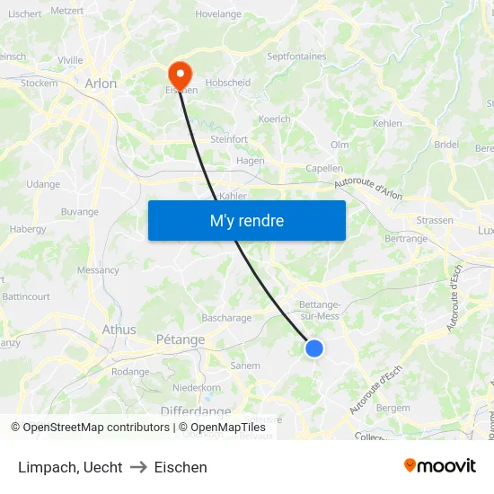 Limpach, Uecht to Eischen map