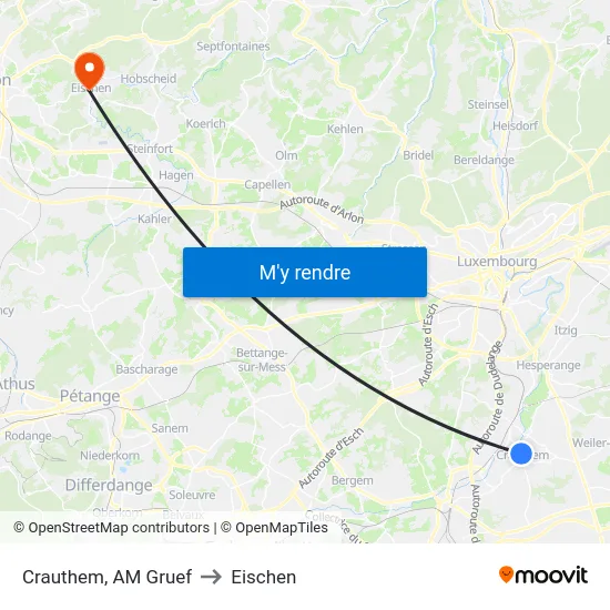 Crauthem, AM Gruef to Eischen map