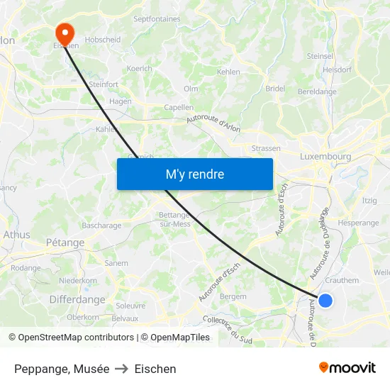 Peppange, Musée to Eischen map