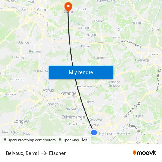 Belvaux, Belval to Eischen map