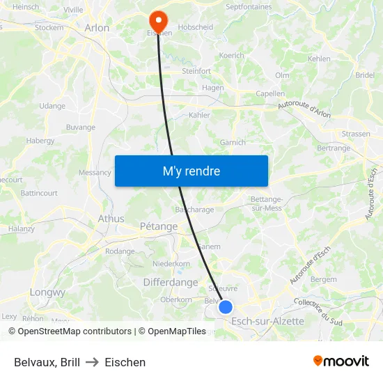 Belvaux, Brill to Eischen map