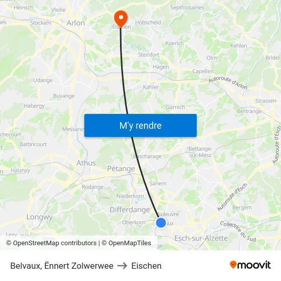 Belvaux, Ënnert Zolwerwee to Eischen map