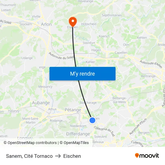Sanem, Cité Tornaco to Eischen map