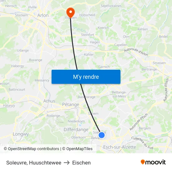 Soleuvre, Huuschtewee to Eischen map