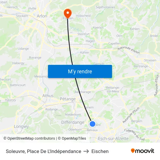 Soleuvre, Place De L'Indépendance to Eischen map