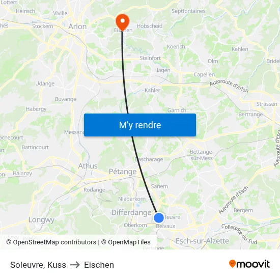 Soleuvre, Kuss to Eischen map