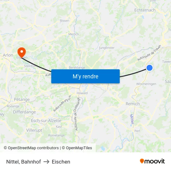 Nittel, Bahnhof to Eischen map